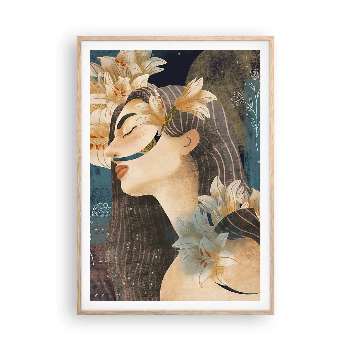 Affiche dans un chêne clair - Poster - Conte de fée sur la princesse lilas - 70x100 cm