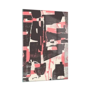 Impression sur verre - Image sur verre - Abstraction moderne en noir, rouge et beige - 50x70cm - Tout ce tapage - Décoration murale moderne pour le salon et la chambre ARTTOR