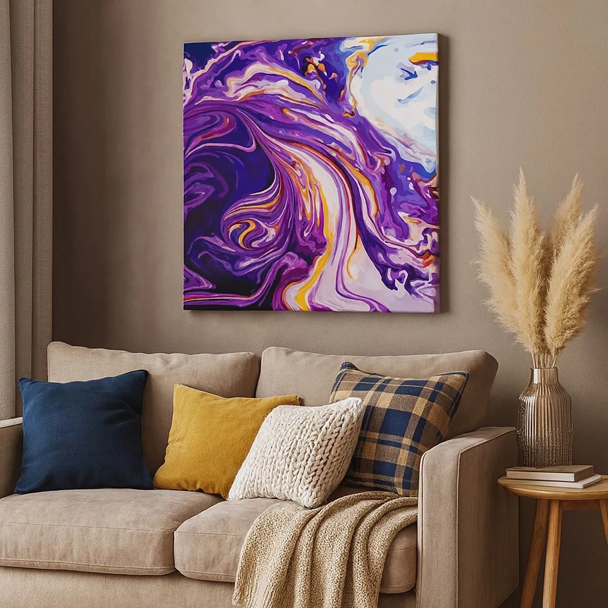 Impression sur toile - Image sur toile - La courbure de l'espace en violet - 30x30 cm