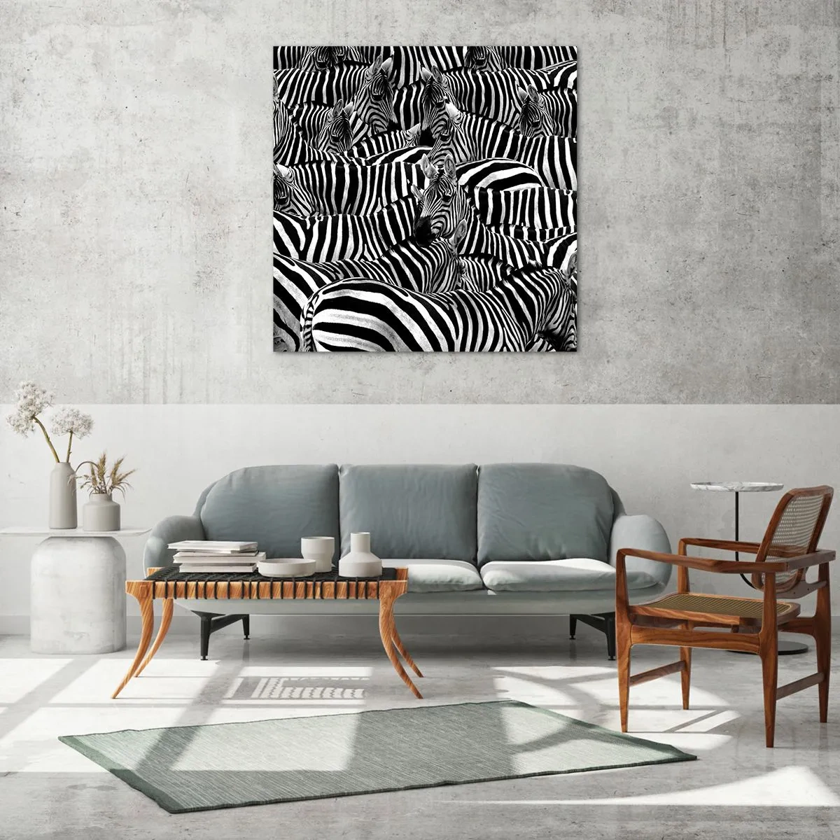 Impression sur verre - Image sur verre - Portrait collectif à rayures - 60x60 cm