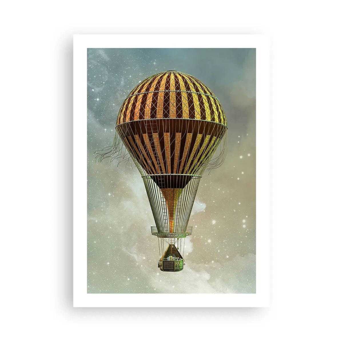 Affiche - Poster - Un ballon doré flottant dans l'espace - 50x70cm - Vols pionniers - Décoration murale moderne pour le salon et la chambre ARTTOR
