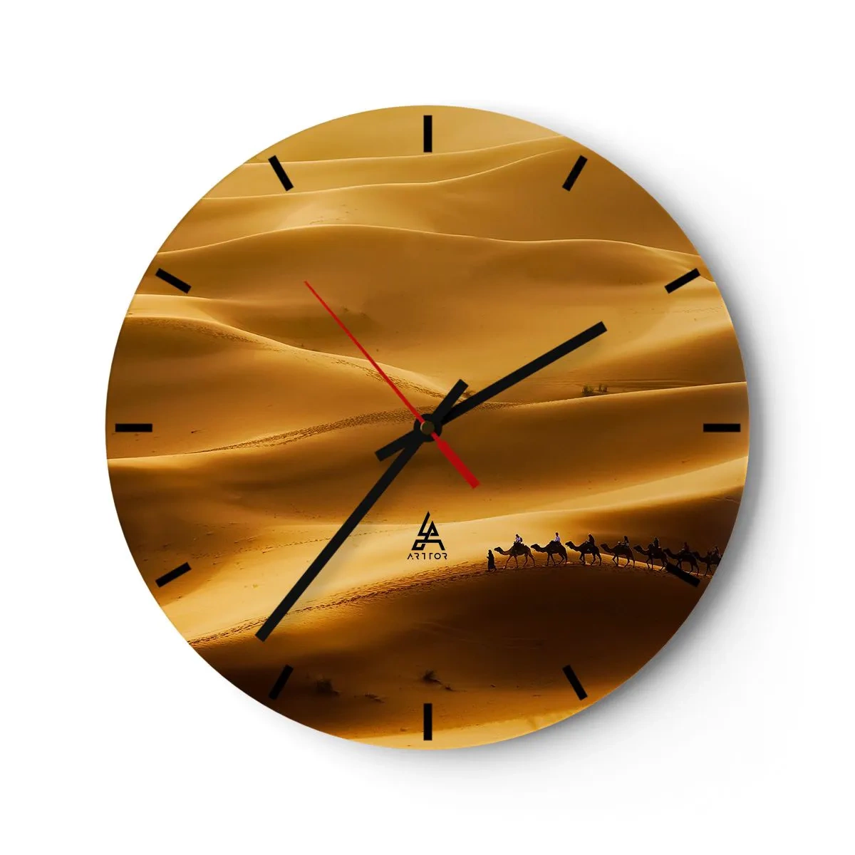 Horloge murale - Pendule murale - Une caravane dans le désert sous une lumière dorée - 30x30cm - Caravane sur les vagues du désert - Décoration murale moderne pour le salon, la cuisine et la chambre ARTTOR