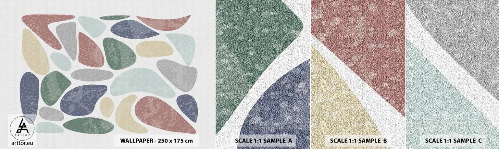 Échantillon De Papier Peint Standard Eco - Une mosaïque de couleurs poudrées - Minimalisme, Pastel, Bohème - 100x30 cm