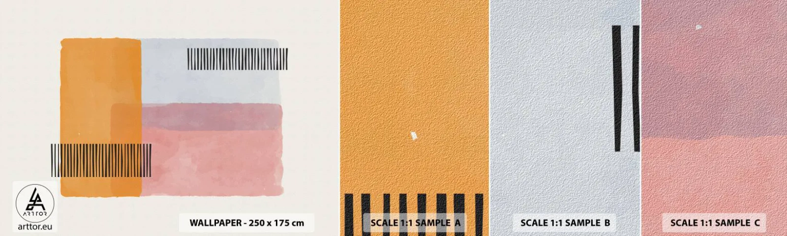 Échantillon de Papier Peint Autocollant Deluxe Sticker - D'un coin à l'autre - Abstraction, Morceau, Minimalisme - 100x30 cm