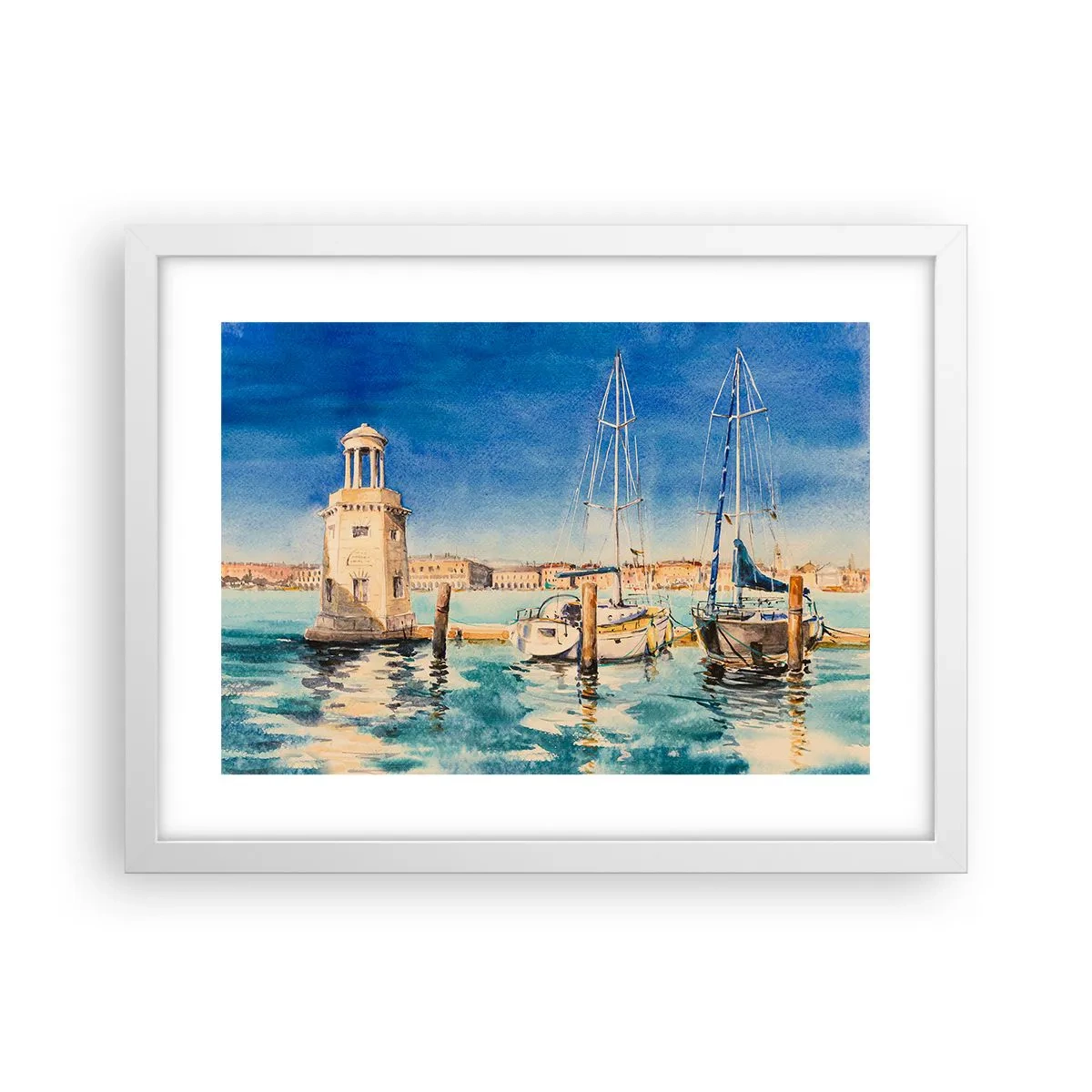 Affiche dans un cadre blanc - Poster - Lagune ensoleillée - 40x30 cm