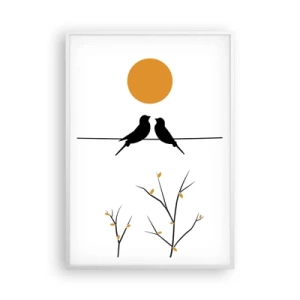 Affiche dans un cadre blanc - Poster - Soirée pour rossignols - 70x100 cm