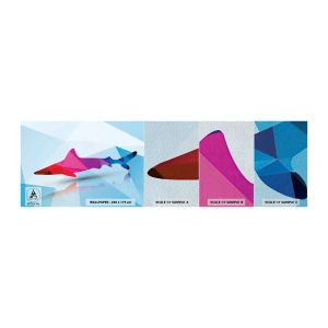 Échantillon de Papier Peint Premium Sand - Un requin dans un espace de cristal - Animaux, Requin, Figure géométrique - 100x30 cm