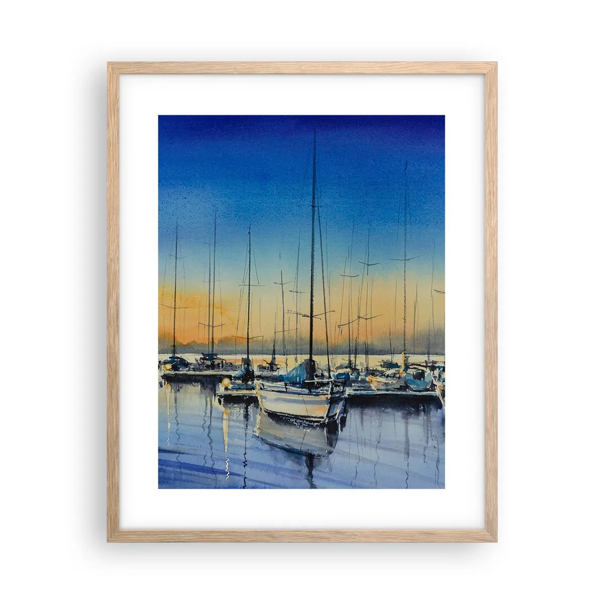 Affiche dans un chêne clair - Poster - Fin d'une belle journée - 40x50 cm