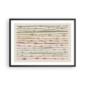 Affiche dans un cadre noir - Poster - Un motif de lignes aux tons chauds sur un fond clair - 70x50cm - Notation musicale des couleurs - Décoration murale moderne pour le salon et la chambre ARTTOR