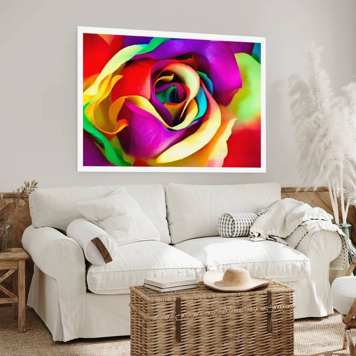 Affiche - Poster - Une rose colorée aux nuances de l'arc-en-ciel - 100x70cm - Ce n'est pas possible - Décoration murale moderne pour le salon et la chambre ARTTOR