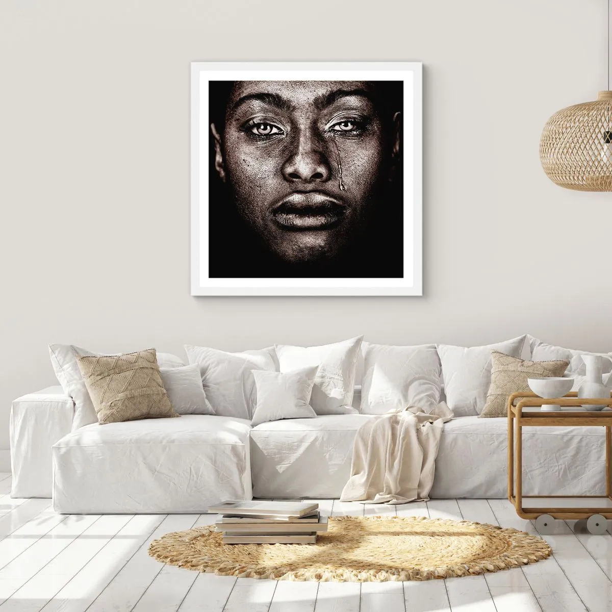 Affiche dans un cadre blanc - Poster - Une larme - 30x30 cm