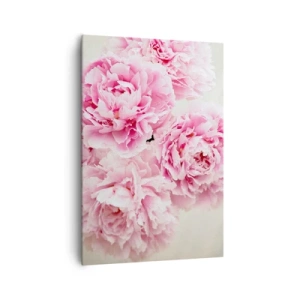Impression sur toile - Image sur toile - Un bouquet de pivoines roses sur fond clair - 70x100cm - En glamour rose - Décoration murale moderne pour le salon et la chambre ARTTOR