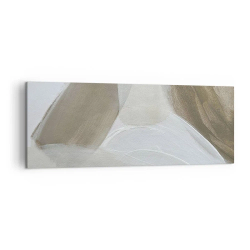 Impression sur toile - Image sur toile - Abstraction délicate dans les tons beige et blanc - 140x50cm - Une vague de blanc - Décoration murale moderne pour le salon et la chambre ARTTOR
