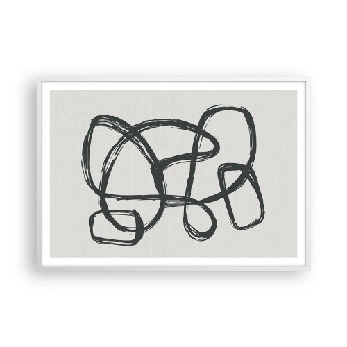 Affiche dans un cadre blanc - Poster - Abstraction en boucle - 100x70 cm