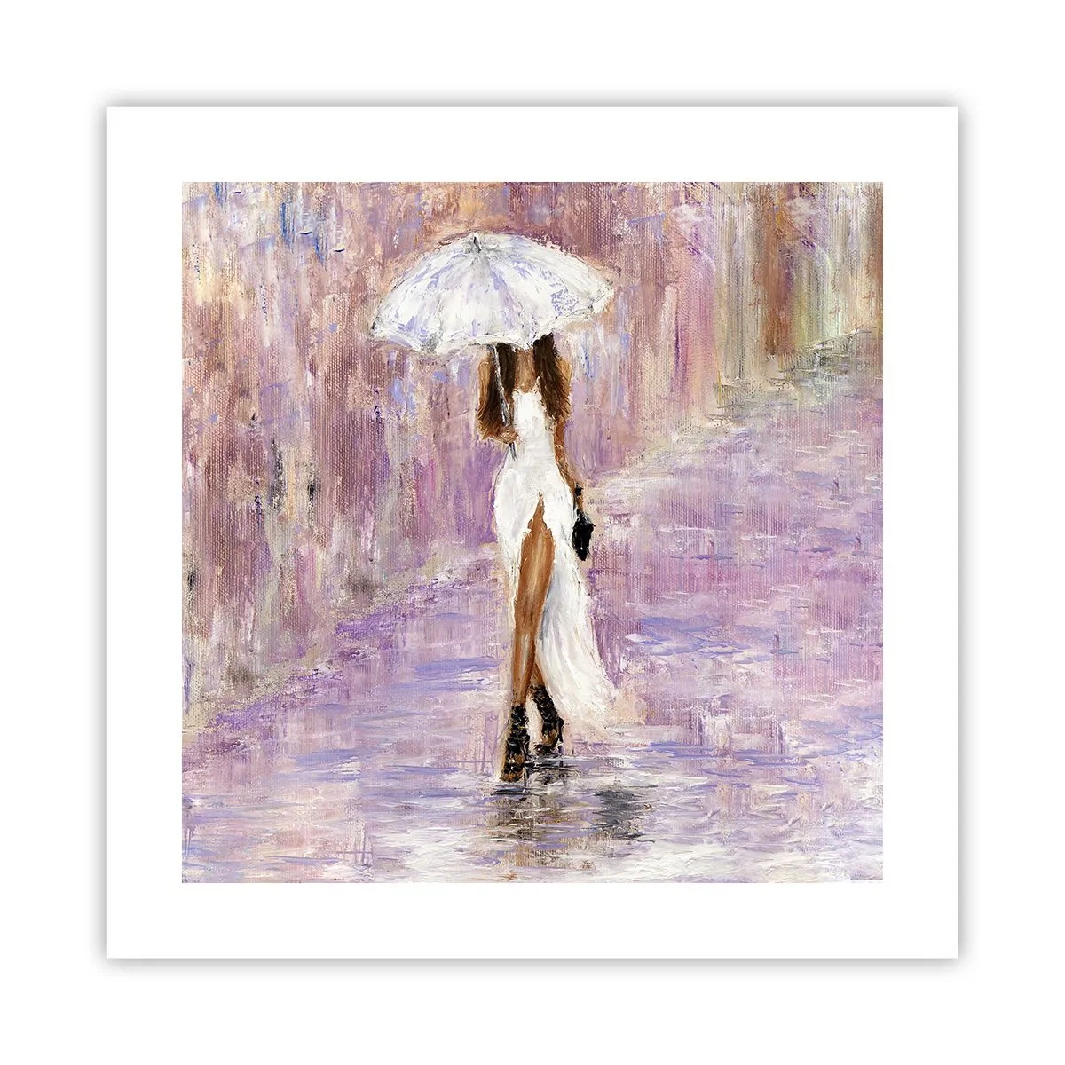 Affiche - Poster - Sous la pluie lilas - 40x40 cm
