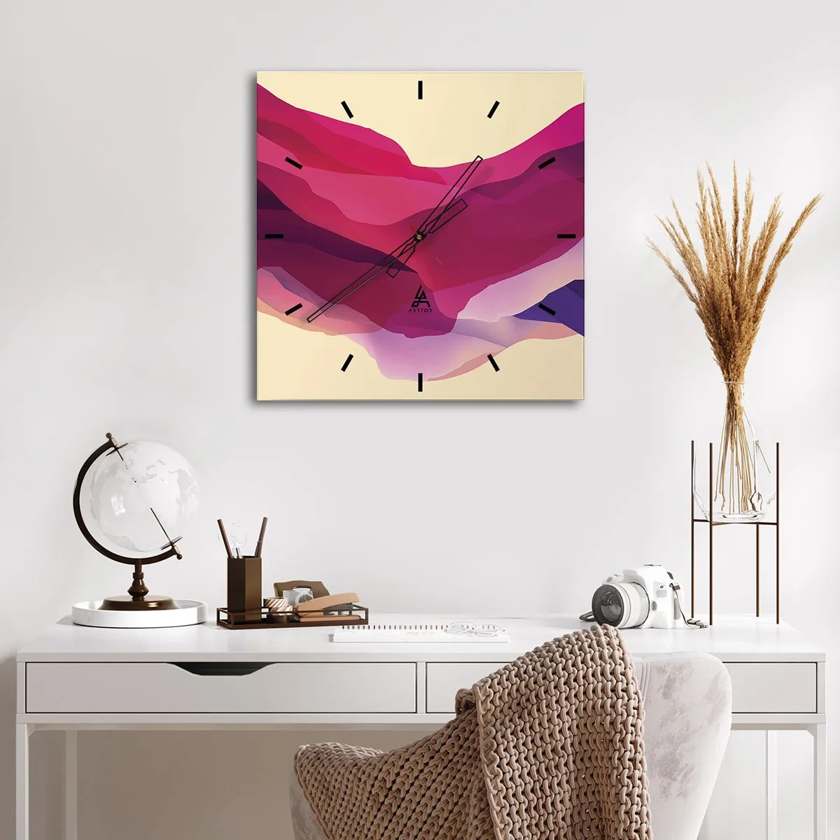 Horloge murale - Pendule murale - Vagues pourpre - 30x30 cm