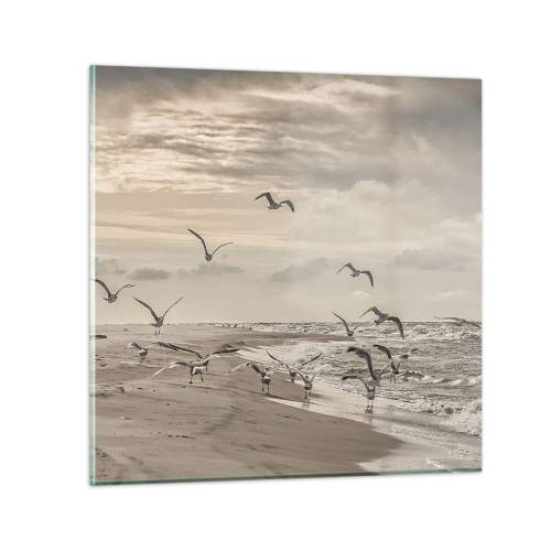 Impression sur verre - Image sur verre - Le bruit de la mer, le chant des oiseaux - 40x40 cm