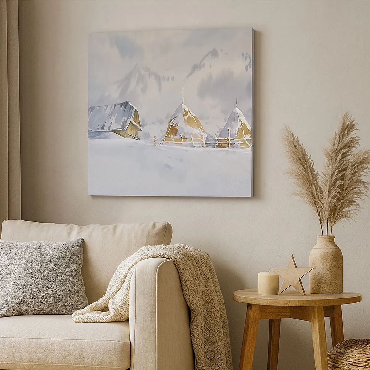 Impression sur toile - Image sur toile - Dans une vallée enneigée - 30x30 cm