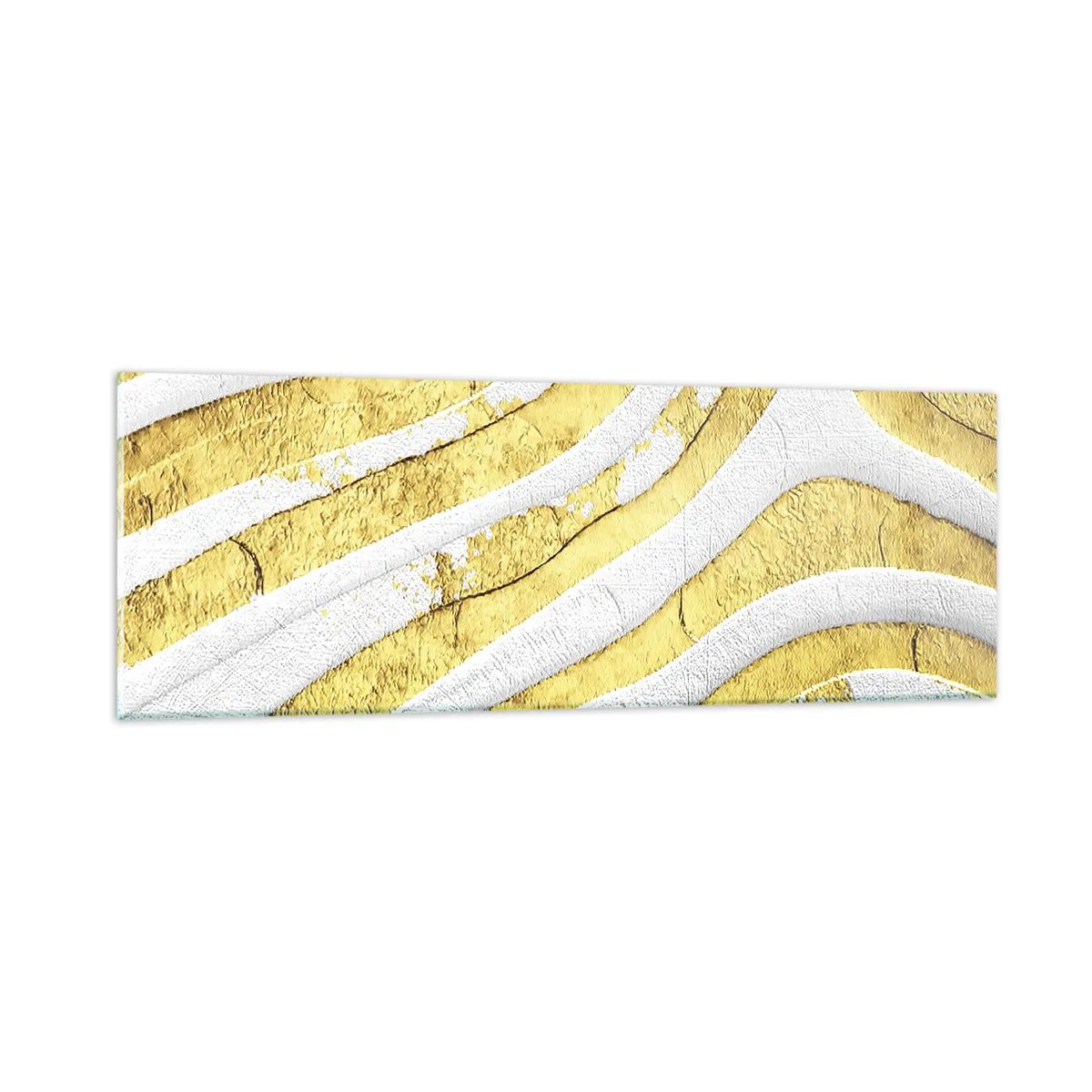 Impression sur verre - Image sur verre - Composition en blanc et or - 90x30 cm