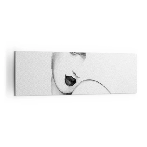 Impression sur toile - Image sur toile - Un portrait subtil d'une femme dans un style monochrome - 160x50cm - Dans le style de Lempicka - Décoration murale moderne pour le salon et la chambre ARTTOR