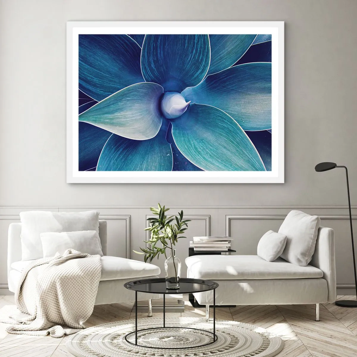 Affiche dans un cadre blanc - Poster - Le bleu du ciel - 100x70 cm