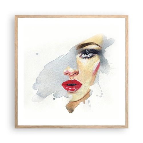 Affiche dans un chêne clair - Poster - Reflet dans une goutte d'eau - 60x60 cm