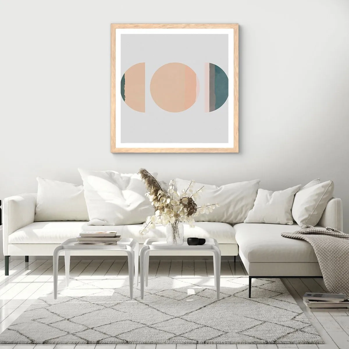 Affiche dans un chêne clair - Poster - Cercles après cercles - 60x60 cm