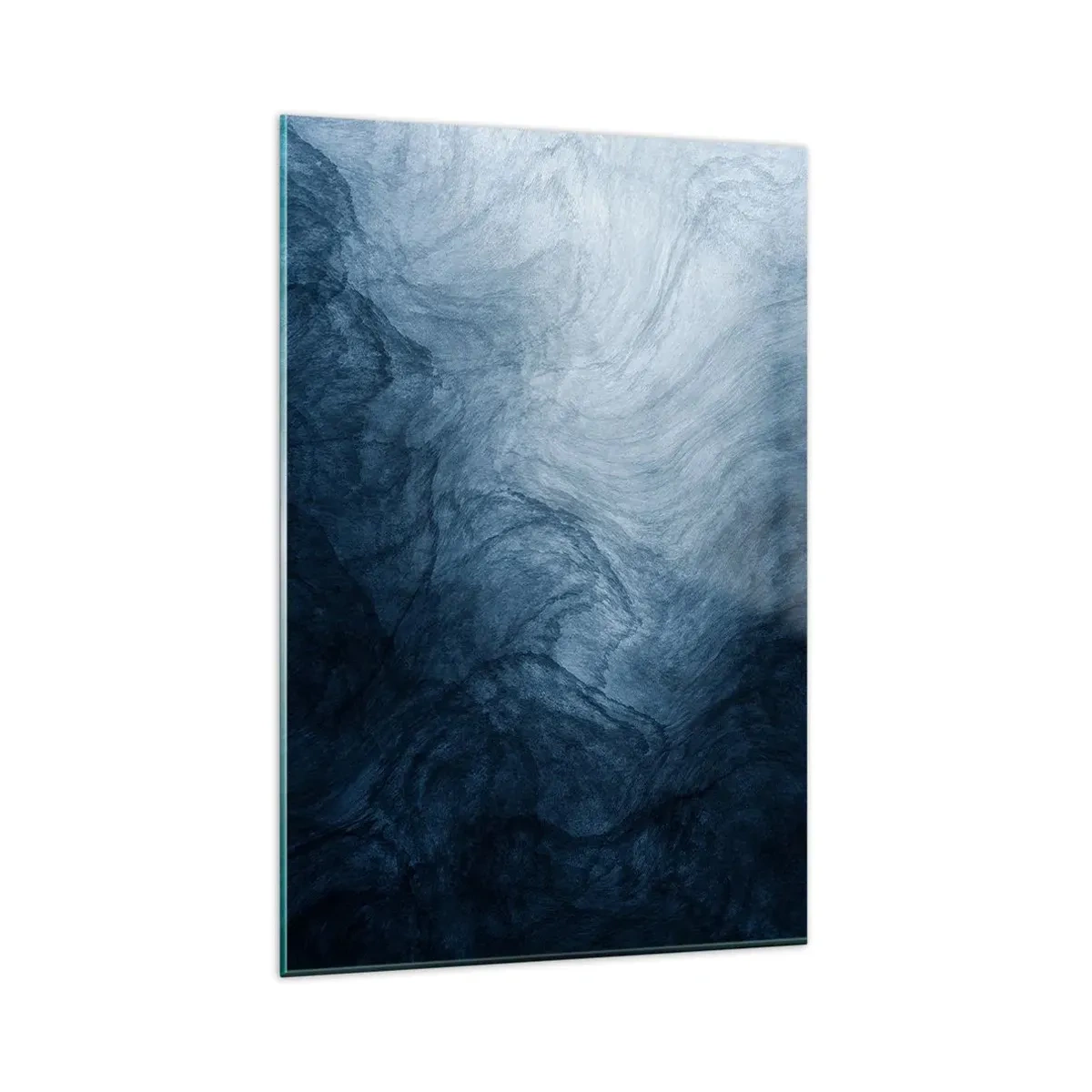 Impression sur verre - Image sur verre - Une composition abstraite dans les tons de bleu et bleu marine. - 80x120cm - Atteindre en profondeur - Décoration murale moderne pour le salon et la chambre ARTTOR