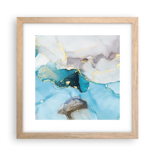 Affiche dans un chêne clair - Poster - Etude de la rencontre gris et turquoise - 30x30 cm