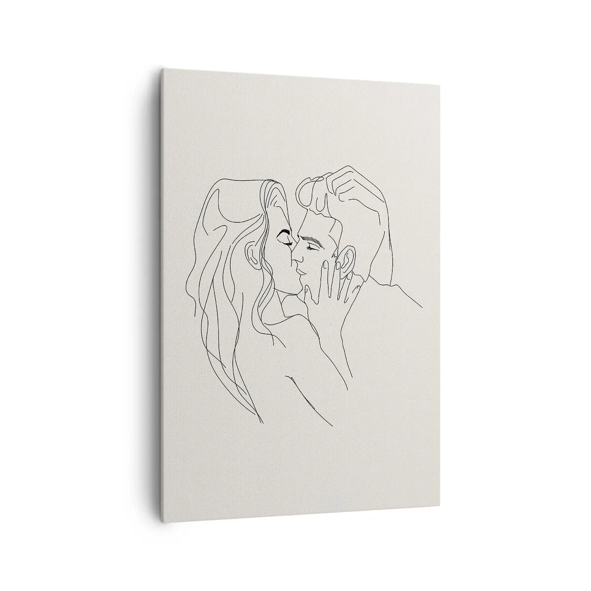 Impression sur toile - Image sur toile - Une illustration minimaliste d'un couple dans une étreinte amoureuse - 70x100cm - Enlacé de sentiment - Décoration murale moderne pour le salon et la chambre ARTTOR