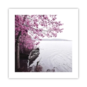 Affiche - Poster - Dans un silence rose - 40x40 cm
