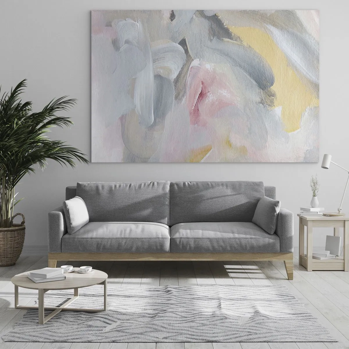 Impression sur verre - Image sur verre - Composition abstraite aux couleurs pastel - 100x70cm - Dans un monde pastel - Décoration murale moderne pour le salon et la chambre ARTTOR