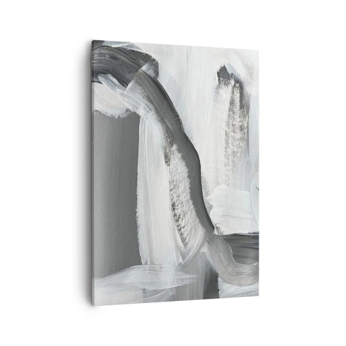 Impression sur toile - Image sur toile - Abstraction grise et blanche avec des lignes dynamiques - 50x70cm - Un geste décisif - Décoration murale moderne pour le salon et la chambre ARTTOR