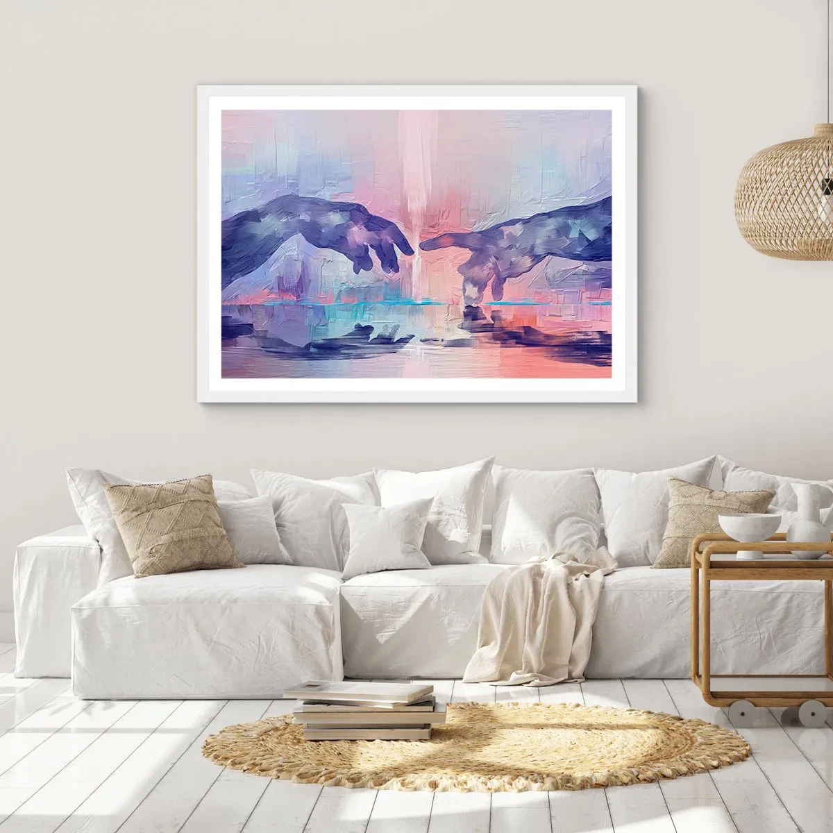 Affiche dans un cadre blanc - Poster - Divine étincelle de vie - 70x50 cm