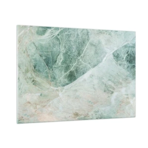 Impression sur verre - Image sur verre - Texture vert-beige ressemblant à de la pierre naturelle - 100x70cm - La noble froideur de la pierre - Décoration murale moderne pour le salon et la chambre ARTTOR