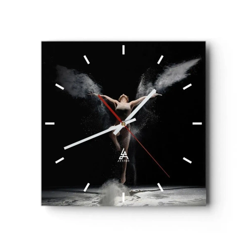 Horloge murale - Pendule murale - Une danseuse en mouvement avec un effet de poussière saisissant sur fond noir - 30x30cm - Les elfes existent - Décoration murale moderne pour le salon et la chambre ARTTOR