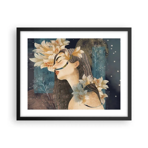 Affiche dans un cadre noir - Poster - Conte de fée sur la princesse lilas - 50x40 cm