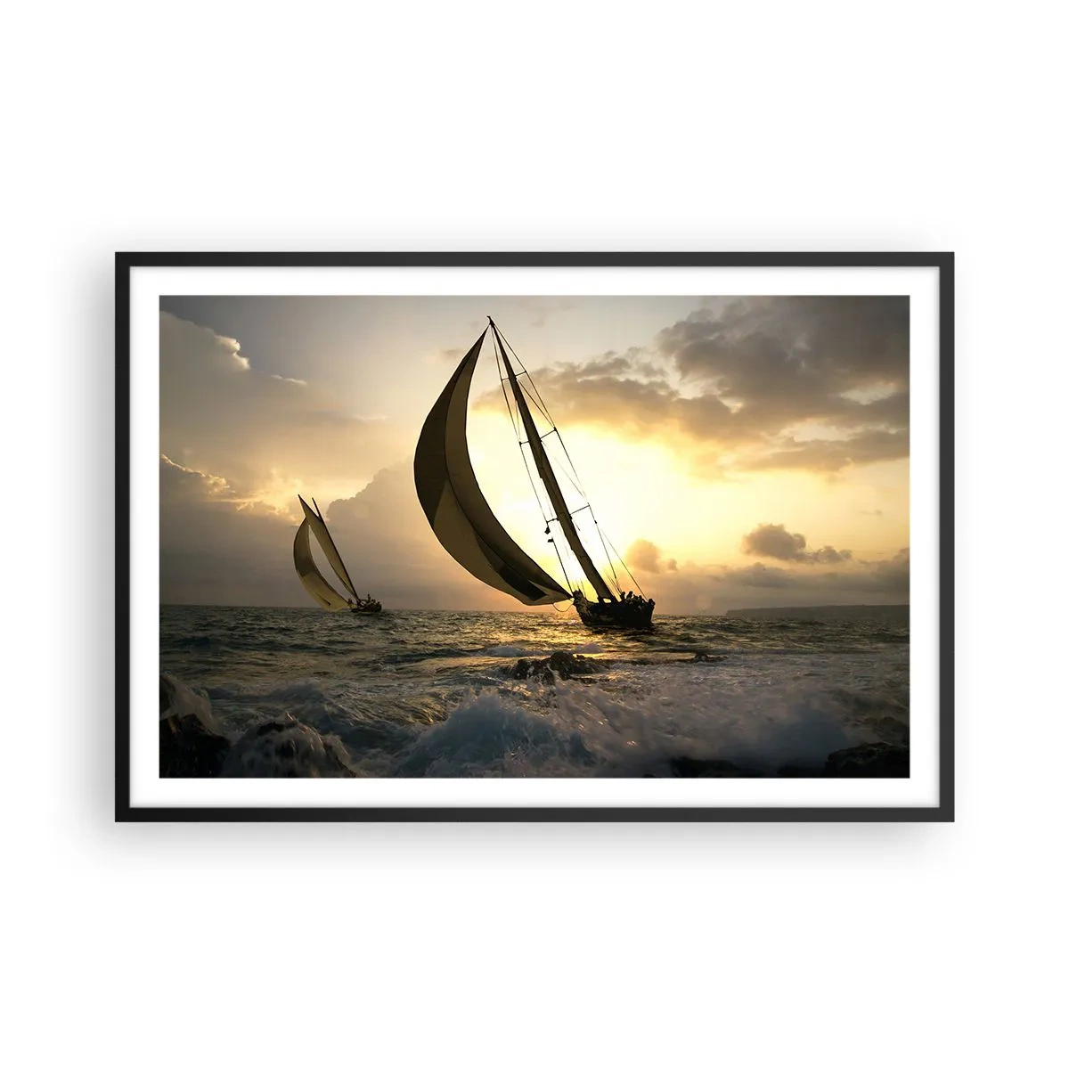 Affiche dans un cadre noir - Poster - Avec le vent et contre le vent - 91x61 cm