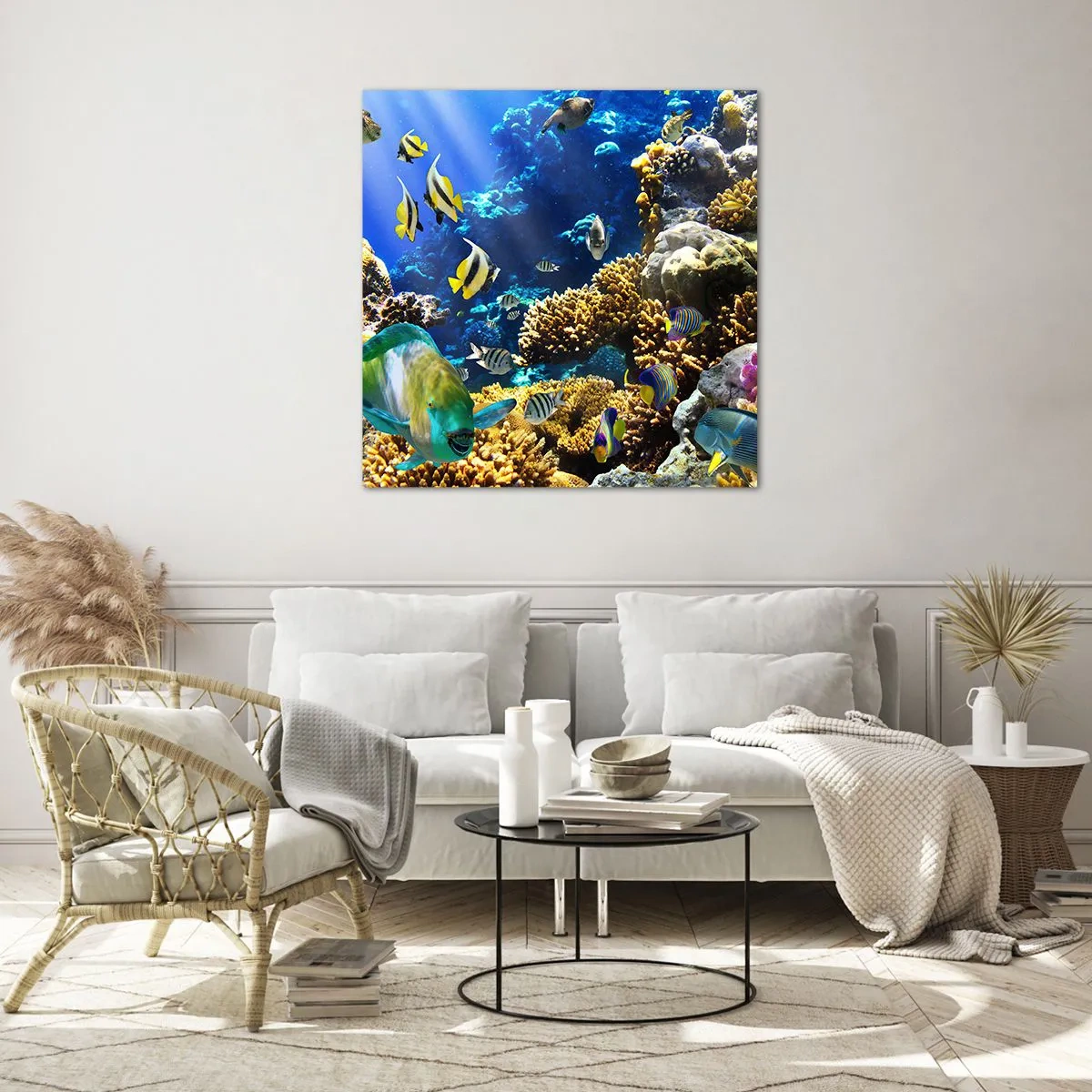 Impression sur verre - Image sur verre - Beaucoup de circulation sur la route des vacances - 30x30 cm