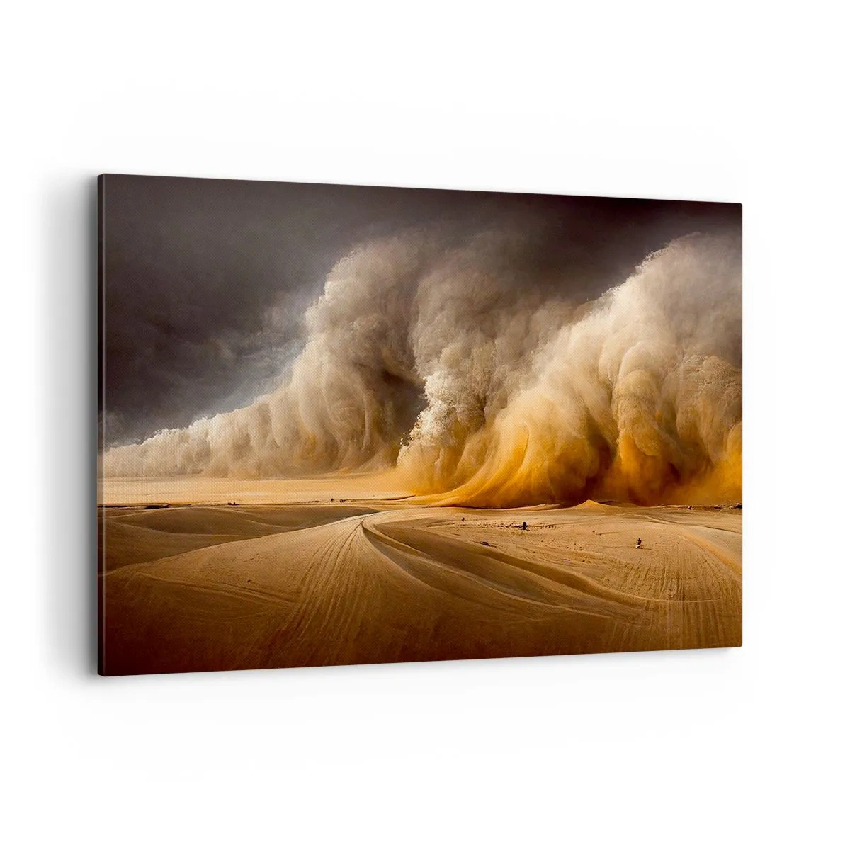 Impression sur toile - Image sur toile - Impressionnante tempête de sable dans le désert - 100x70cm - La colère du désert - Décoration murale moderne pour le salon et la chambre ARTTOR