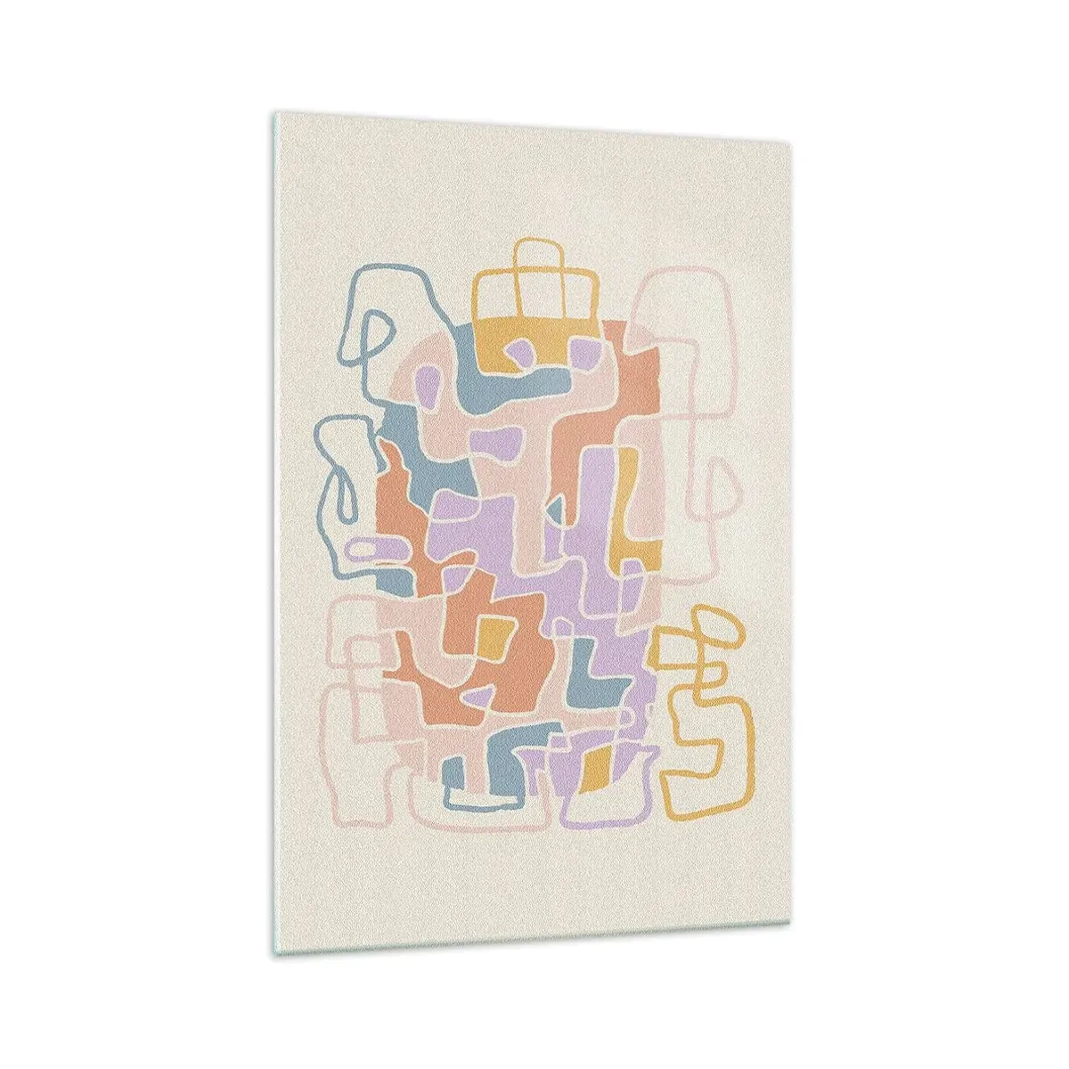 Impression sur verre - Image sur verre - Lignes abstraites pastel créant des motifs géométriques - 70x100cm - Labyrinthe – une aventure joyeuse - Décoration murale moderne pour le salon et la chambre ARTTOR