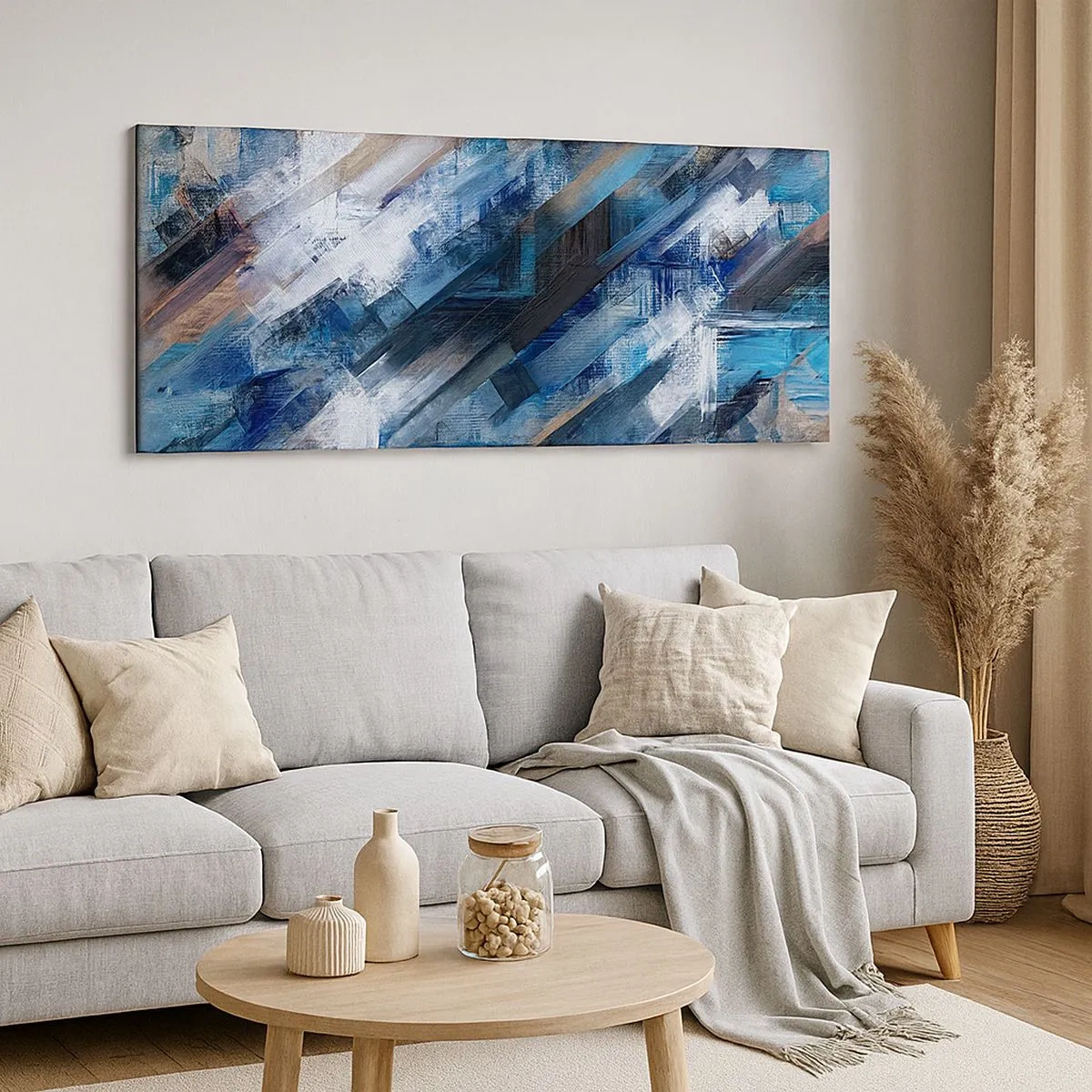 Impression sur toile - Image sur toile - Diagonale de bleus - 100x40 cm