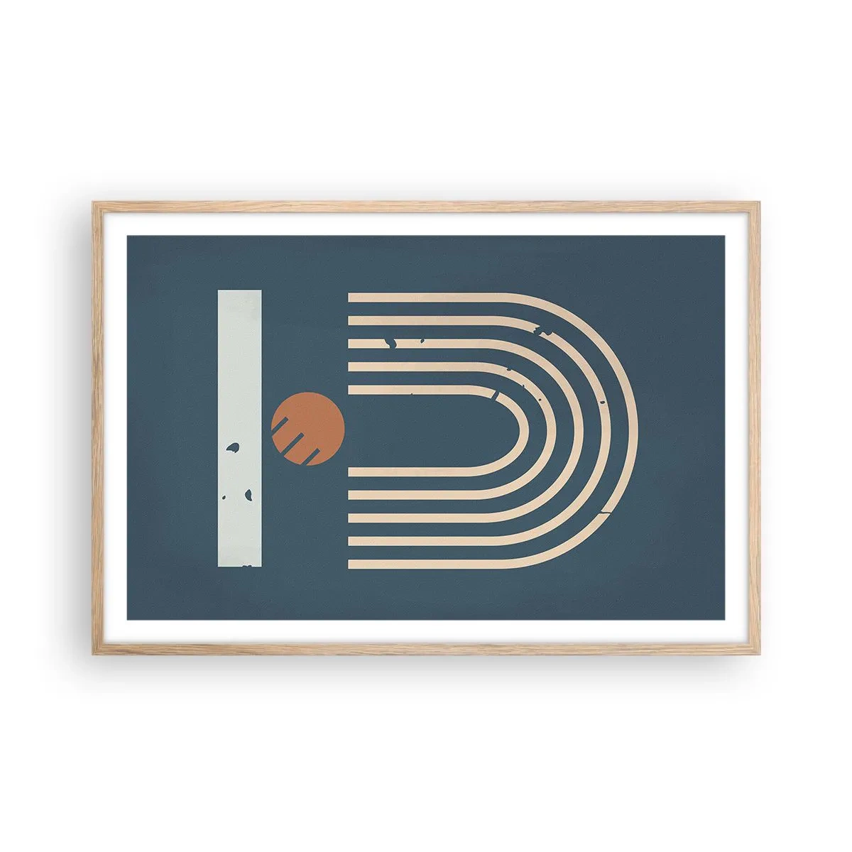 Affiche dans un chêne clair - Poster - Géométrie sur la grenade - 91x61 cm