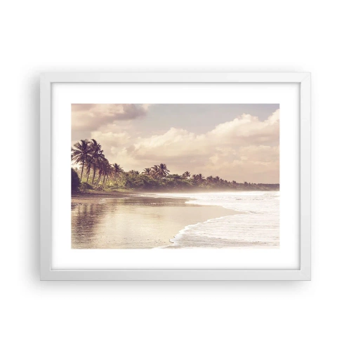 Affiche dans un cadre blanc - Poster - La caresse des vagues - 40x30 cm
