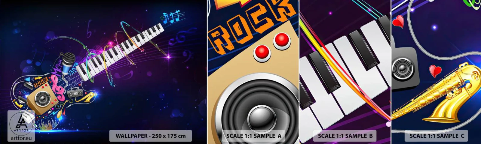 Échantillon De Papier Peint Standard Eco - Et tout va bien - Abstraction, Un instrument de musique, Musique - 100x30 cm