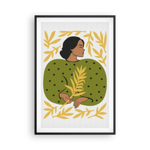 Affiche dans un cadre noir - Poster - Fille hawaïenne - 61x91 cm