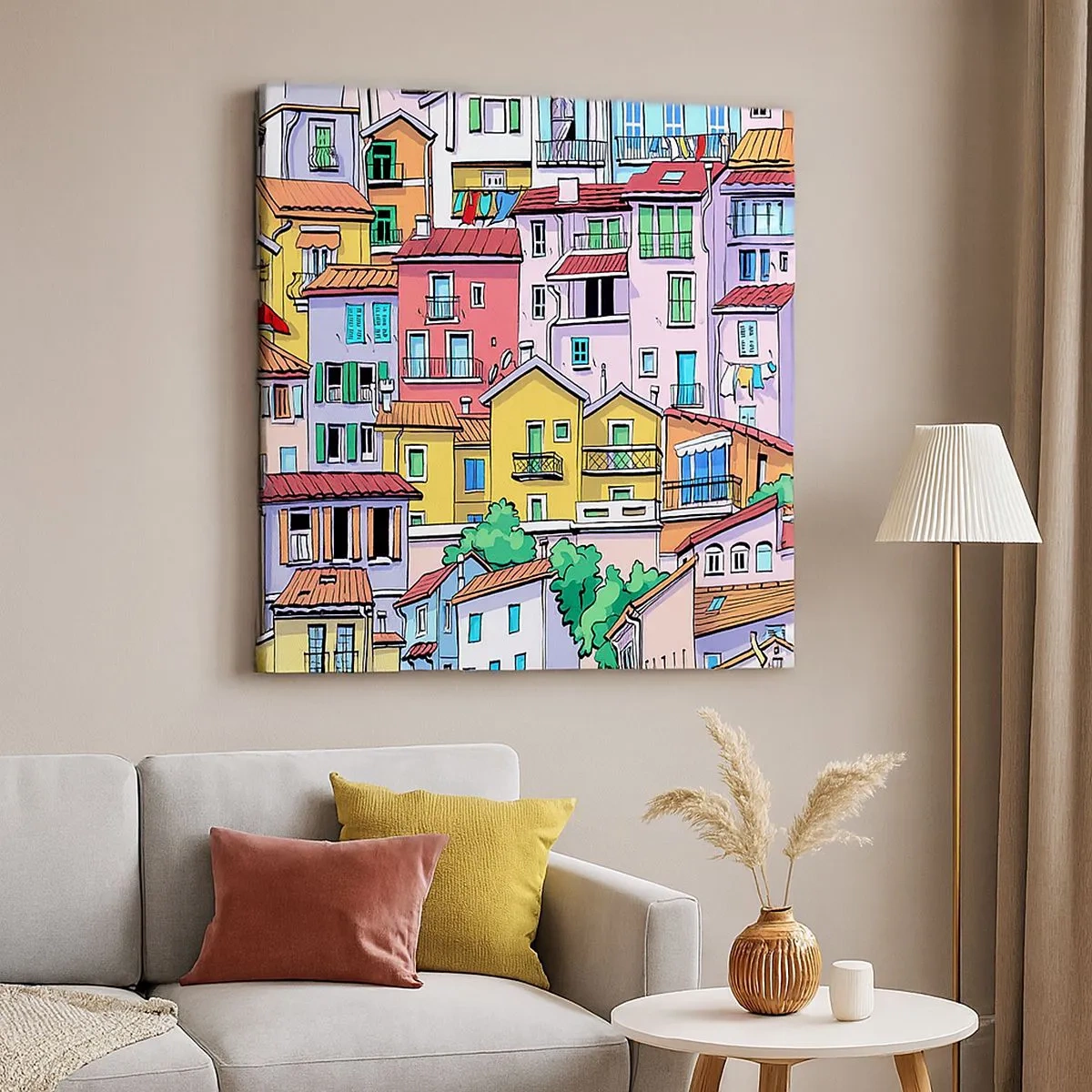 Impression sur toile - Image sur toile - Ville joyeuse - 30x30 cm