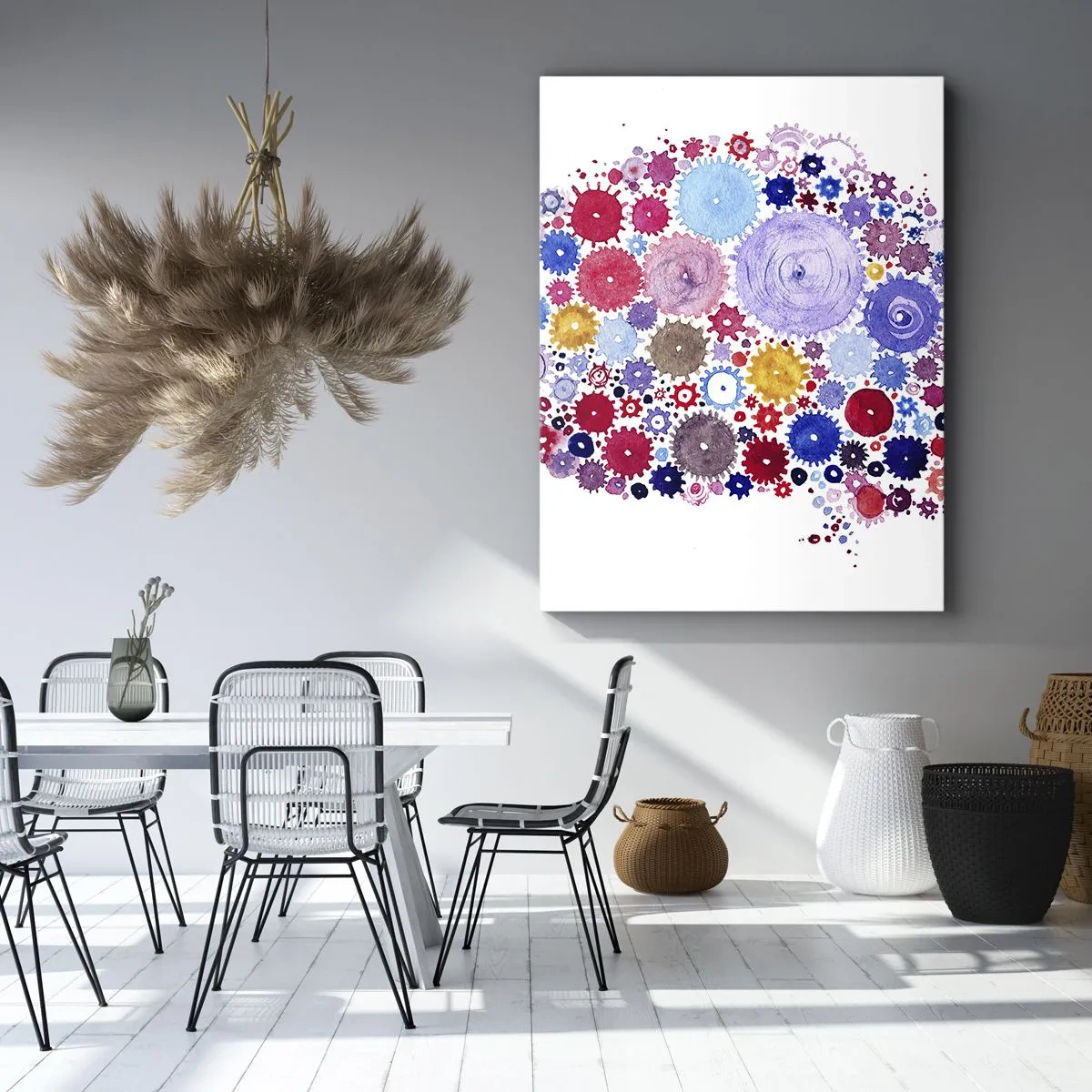 Impression sur toile - Image sur toile - Cerveau abstrait coloré avec un motif floral - 50x70cm - La machine la plus parfaite de la nature - Décoration murale moderne pour le salon et la chambre ARTTOR