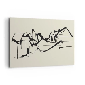 Impression sur toile - Image sur toile - Dessin abstrait de montagnes en noir et blanc - 100x70cm - Peut-être un paysage - Décoration murale moderne pour le salon et la chambre ARTTOR