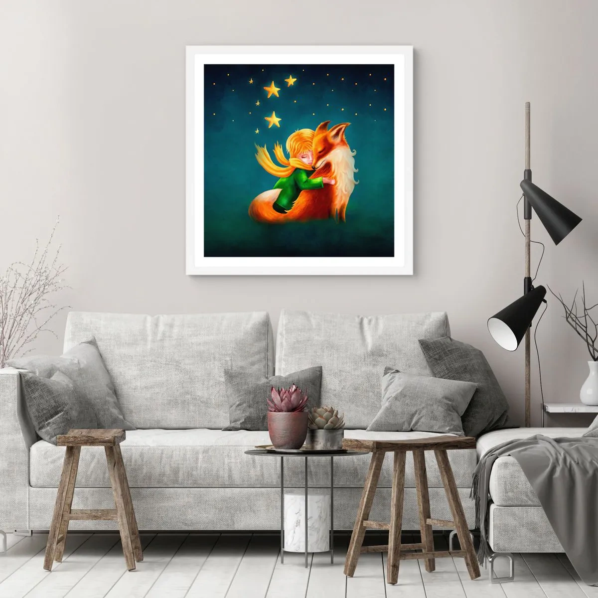 Affiche dans un cadre blanc - Poster - Petit Prince - 60x60 cm